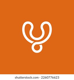 Elegant Y letter logo line orange color
