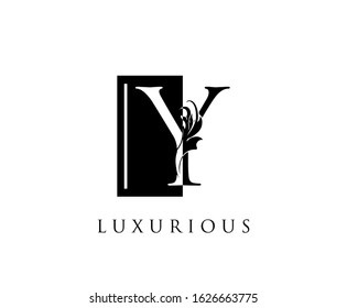Elegant Y Letter Swirl Logo. Black and White Y With Classy Leaves Shape design perfect for fashion, Jewelry, Beauty Salon, Cosmetics, Spa, Hotel and Restaurant Logo. 