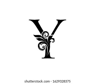 Elegant Y Letter Swirl Logo. Black Y With Classy Leaves Shape design perfect for fashion, Jewelry, Beauty Salon, Cosmetics, Spa, Hotel and Restaurant Logo. 
