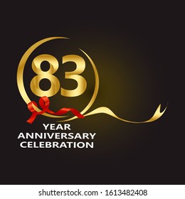 elegant  years anniversary logo template with ribbon in gold color, vector file eps 10 text is easy to edit