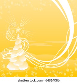 Elegant yellow background. Christmas background. Vector illustration.