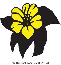 Elegant yellow flower with black outline perfect abstract background