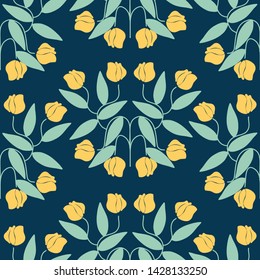 elegant yellow flower in a seamless pattern design, perfect to use on the web, as a background or in print, for surface design