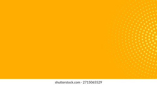 Patrón de semitono amarillo elegante. Fondo de degradado de cómic retro. Superposición de textura punteada pixelada de color naranja brillante. Dibujos animados pop art degradado patrón.