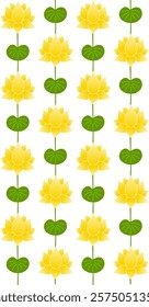 Elegant yellow lotus flower and leaf motif with vertical pattern. perfect for fabric and wallpaper project