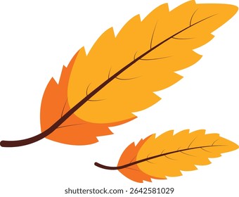 Vetor folha alongada amarelo e laranja elegante, com pequeno detalhe folha, ideal para artesanato de outono, cartazes sazonais, convites, cartões de saudação e decorações de outono.