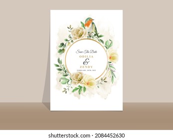 Elegant yellow and orange floral wedding invitation card