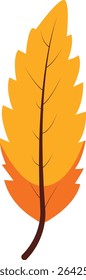Vetor de folha alongada amarelo e vermelho elegante com veias claras, perfeito para artesanato de outono, convites, cartões de saudação, cartazes sazonais, scrapbooking e decorações de Ação de Graças.