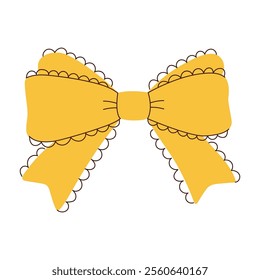 Elegant yellow ribbon bow in hand-drawn style