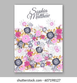 Elegant Yellow Rose Wedding Invitation Card Bridal Bouquet with  eucalyptus