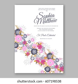 Elegant Yellow Rose Wedding Invitation Card Bridal Bouquet with  eucalyptus