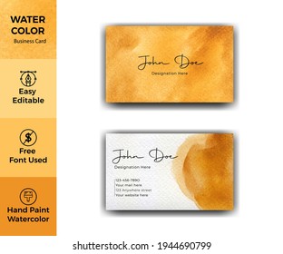 Elegant yellow watercolor business card template
