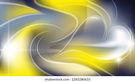 Elegant yellow-blue abstract wallpaper. Wavy stripes on a background of mixing colors. Vector.