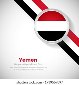 Elegant Yemen national flag on circle. Independence day of Yemen country with classic background