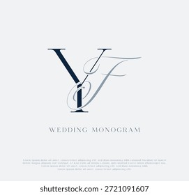 Elegante logotipo de monograma de boda de iniciales entrelazadas YF