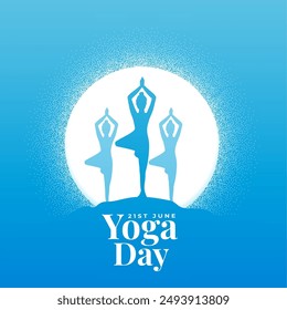 elegant yoga day blue background woman in different yoga posture vector