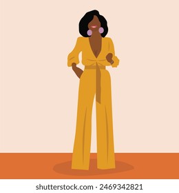 Elegant Young African woman in line art style vector