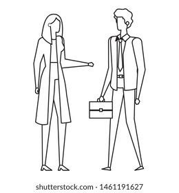 elegant young business couple avatars characters