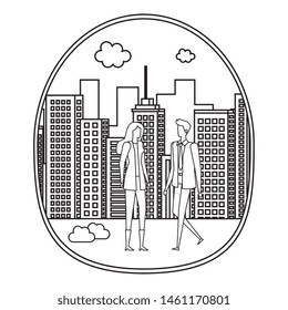 elegant young business couple on the city