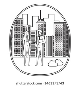 elegant young business couple on the city