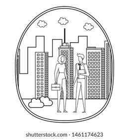 elegant young business couple on the city