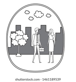 elegant young business couple on the city