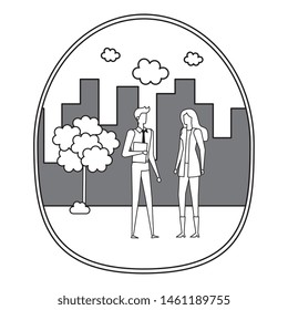 elegant young business couple on the city
