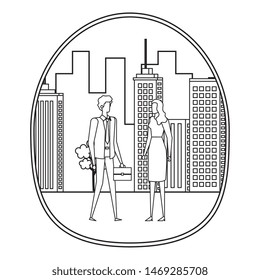 elegant young business couple on the city