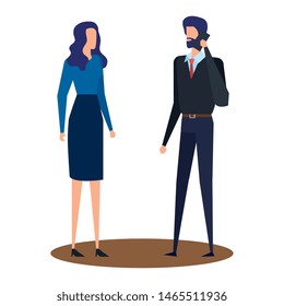 elegant young business couple using smartphone