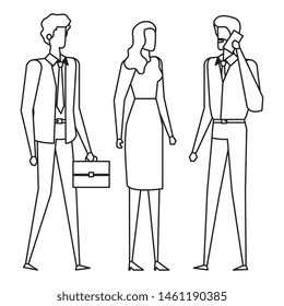 elegant young business people using smartphone