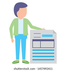 elegant young businessman with document vector illustration design