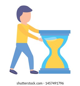 elegant young businessman with hourglass vector illustration design