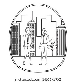 elegant young businessmen using smartphone on the city