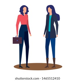 elegant young businesswomen avatars characters