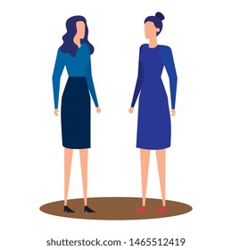 elegant young businesswomen avatars characters