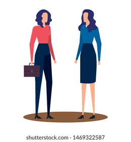 elegant young businesswomen avatars characters