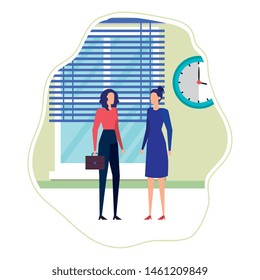 elegant young businesswomen in the workplace