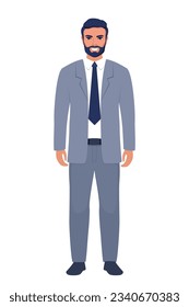 Elegant young man in business suit. Flat sytle illustration of a handsome successful businessman