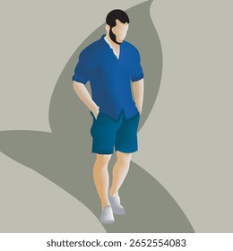 Um jovem elegante de terno elegante. Ilustração de vetor plano, moda. Sem rosto. Nenhuma inteligência artificial foi usada para criar a ilustração 2.
