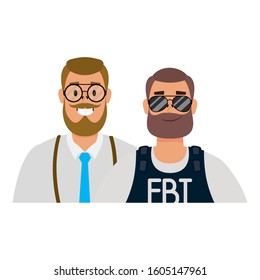 elegant young men with beard avatars characters vector illustration design