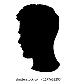 elegant young men's facial profile. silhouette of head