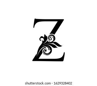 Elegant Z Letter Swirl Logo. Black Z With Classy Leaves Shape design perfect for fashion, Jewelry, Beauty Salon, Cosmetics, Spa, Hotel and Restaurant Logo. 