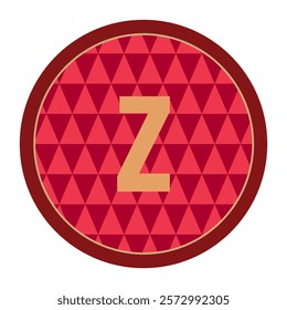 Elegant z in Red Circle with Dark Red Border, Abstract Geometric Vector Design