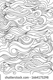 Elegant zentangle inspired coloring book style illustration with tribal boho chic ornaments. Oriental ornamental background.