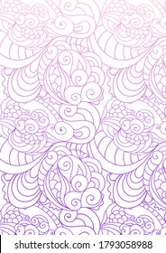 Elegant zentangle inspired coloring book style illustration with tribal boho chic ornaments. Oriental ornamental background.