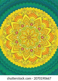 Elegant zentangle inspired coloring book style illustration with tribal boho chic ornaments. Colorful oriental ornamental background.