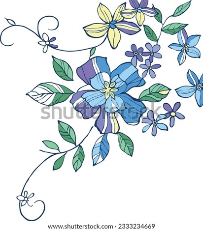 Elegant zentangle inspired coloring book style illustration with flowers and leaves. Stock photo © 