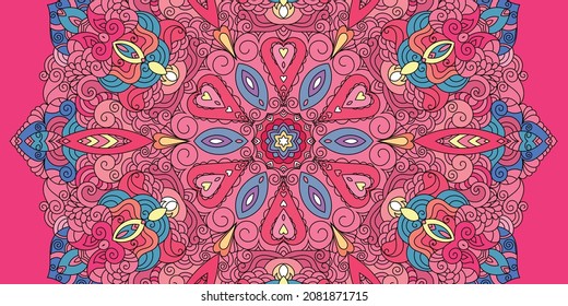 Elegant zentangle inspired illustration with tribal boho chic ornaments. Oriental ornamental background.