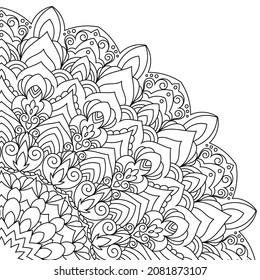 Elegant zentangle inspired illustration with tribal boho chic ornaments. Oriental ornamental background.