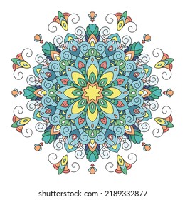 Elegant zentangle inspired mandala illustration with tribal boho chic ornaments. Oriental ornamental background.